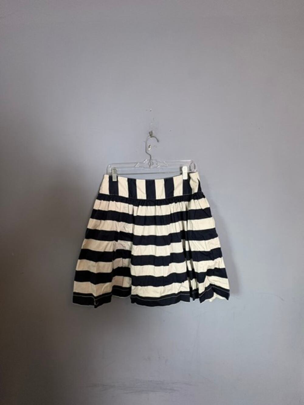 MNG Womens Black Cream Striped A Line Pleated Skirt Size 10